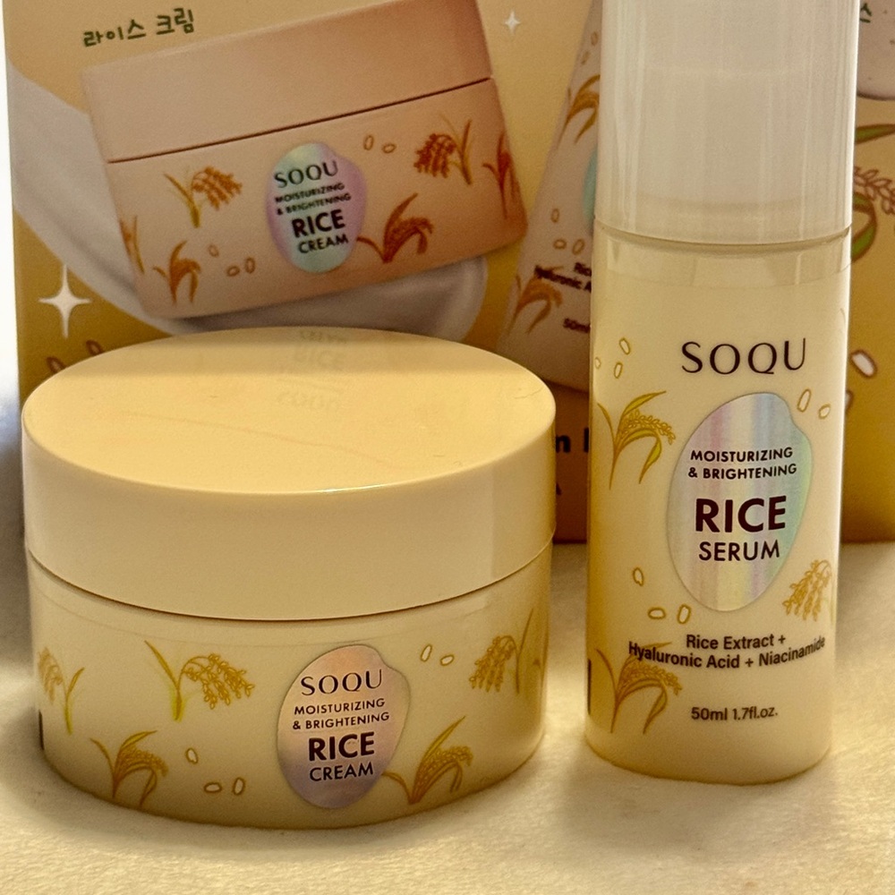 Korean SOQU Brightening UP DUO Rice Serum 50ml & Cream 70ml BNIB